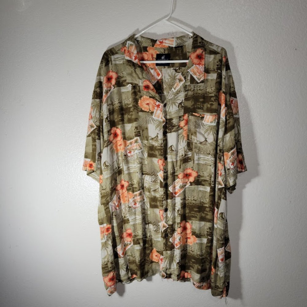 Caribbean Joe Hawaiian print Short  Sleeve  Shirt 4XL
